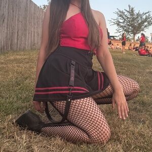 KillStar Carpe Noctem Circle Skater Skirt with Overall Straps Goth